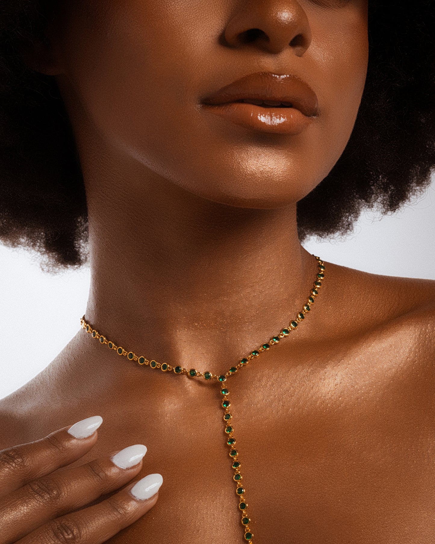Emerald Long Chain Necklace