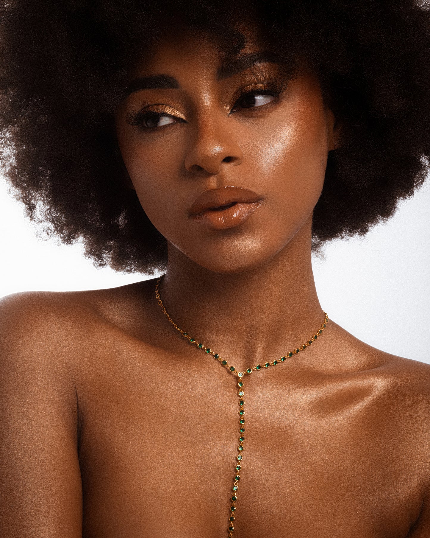 Emerald Long Chain Necklace
