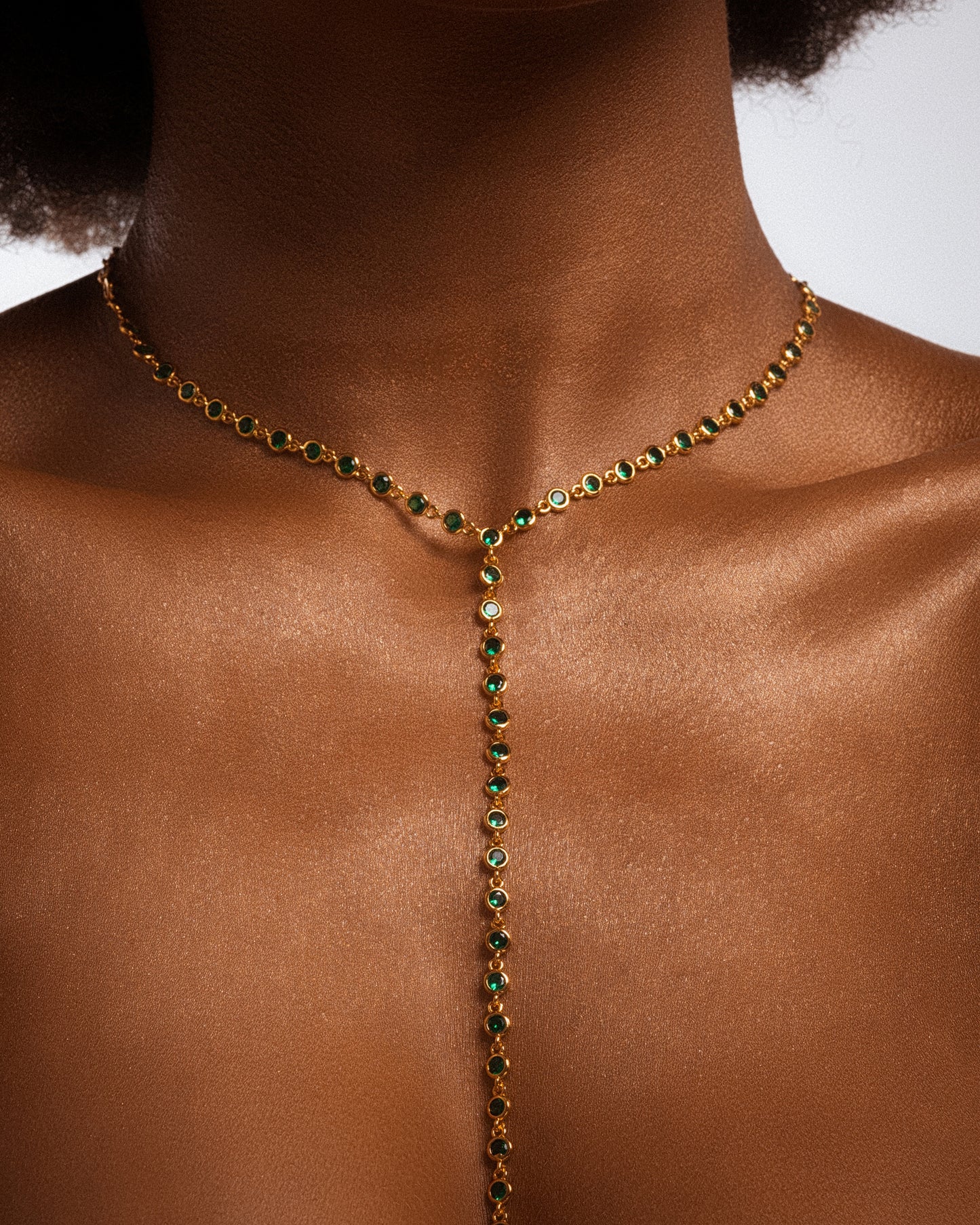 Emerald Long Chain Necklace