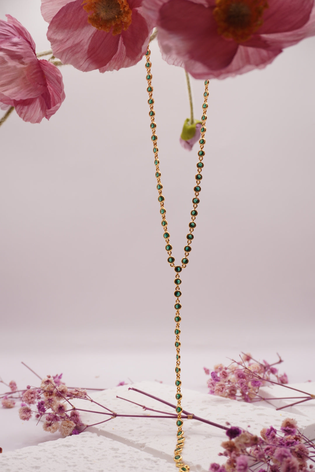 Emerald Long Chain Necklace